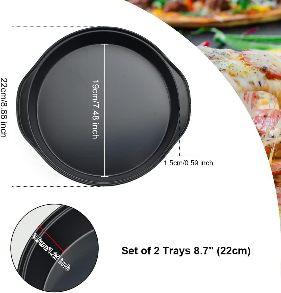 DATOUPINGQI Sandwich Cake Tin, 8 Inch Cake Tin Set of 2, Non-Stick round Cake Tins for Baking Cake, Pies, and Pudding - Easy to Clean Black Carbon Fixed Base round Cake Tin with Handle image number 5