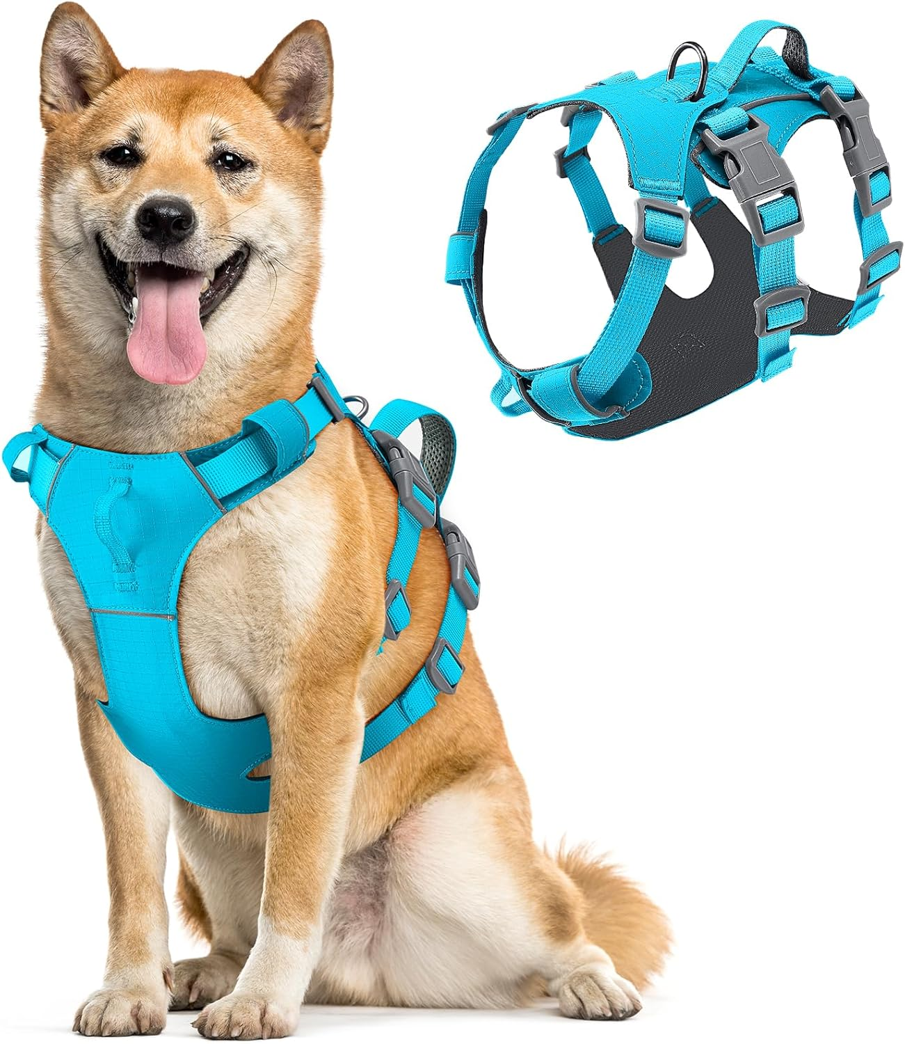Slowton No Pull Dog Harness - Lightweight Escape Proof Dog Harness with Padded Lift Handle, Adjustable Full Body Reflective Dog Vest Harness for Small Medium Large Dogs Easy Walking, Training, Hiking