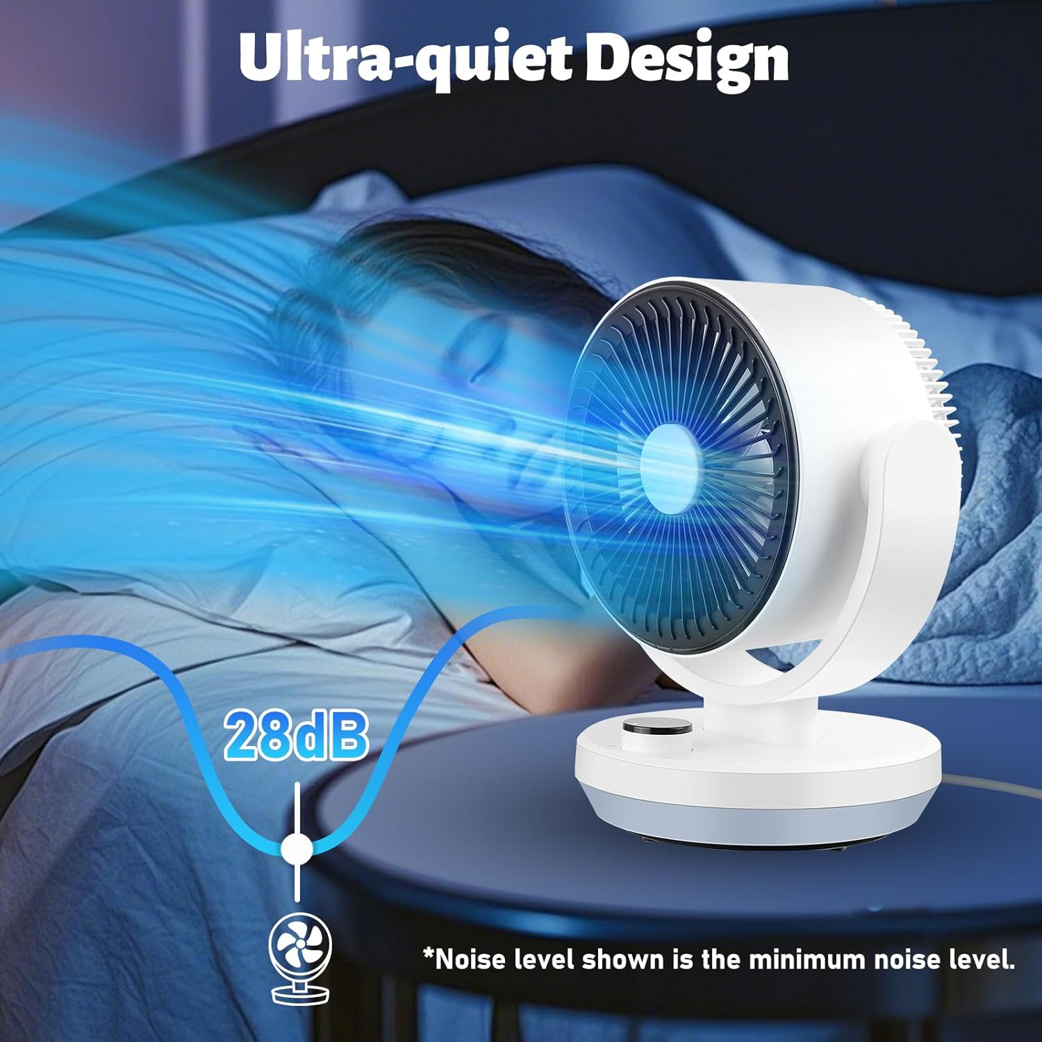 Vitalz Fan for Bedroom, Desk Air Circulator Fans,Efficient Cooling & Circulation, Powerful Airflow Table Oscillating Fan with 3 Speed, 90&deg; Adjustable Tilt Home,Offoce