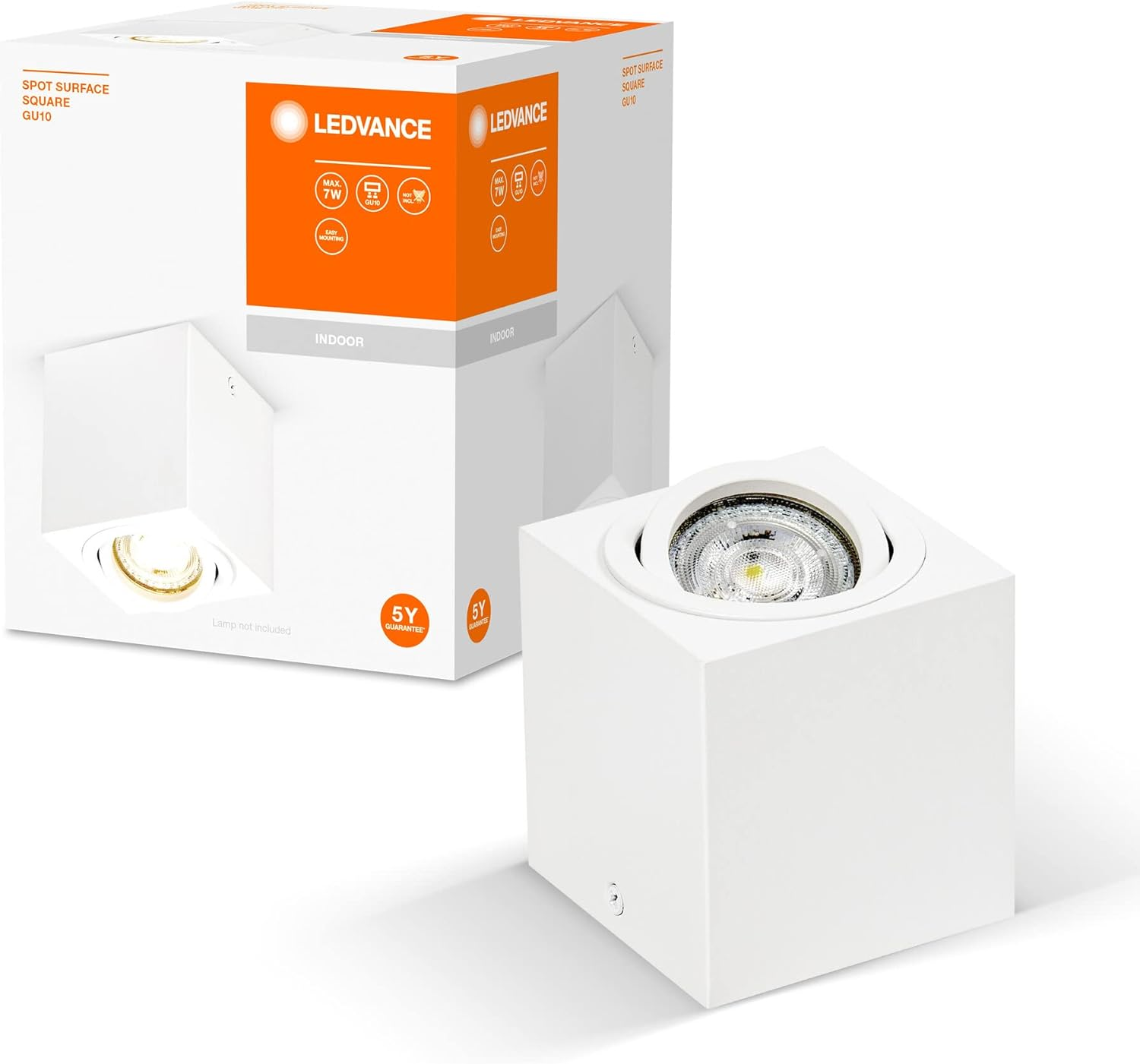 LEDVANCE Spot Surface round Ceiling-Mounted Spot, White, with GU10 Base, Can Be Fitted with a Normal or Smart Lamp, Flexible Beam Angle, IP20 Protection, High-Quality Housing