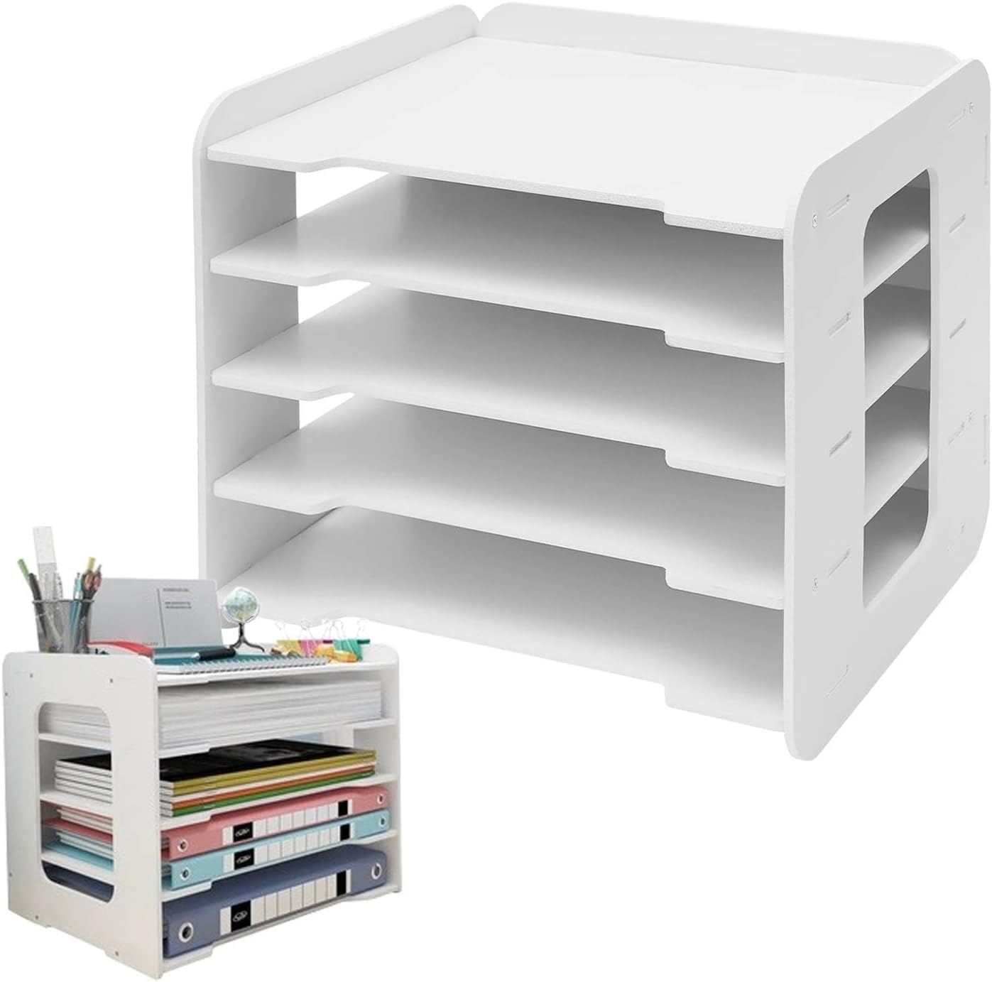 Mbiyhgta Paper Desk Organizer, File Tray, Strong Loading Paper Tray | Office Accessories, Classroom Organization and Storage for Office Supplies, Notes, image number 1