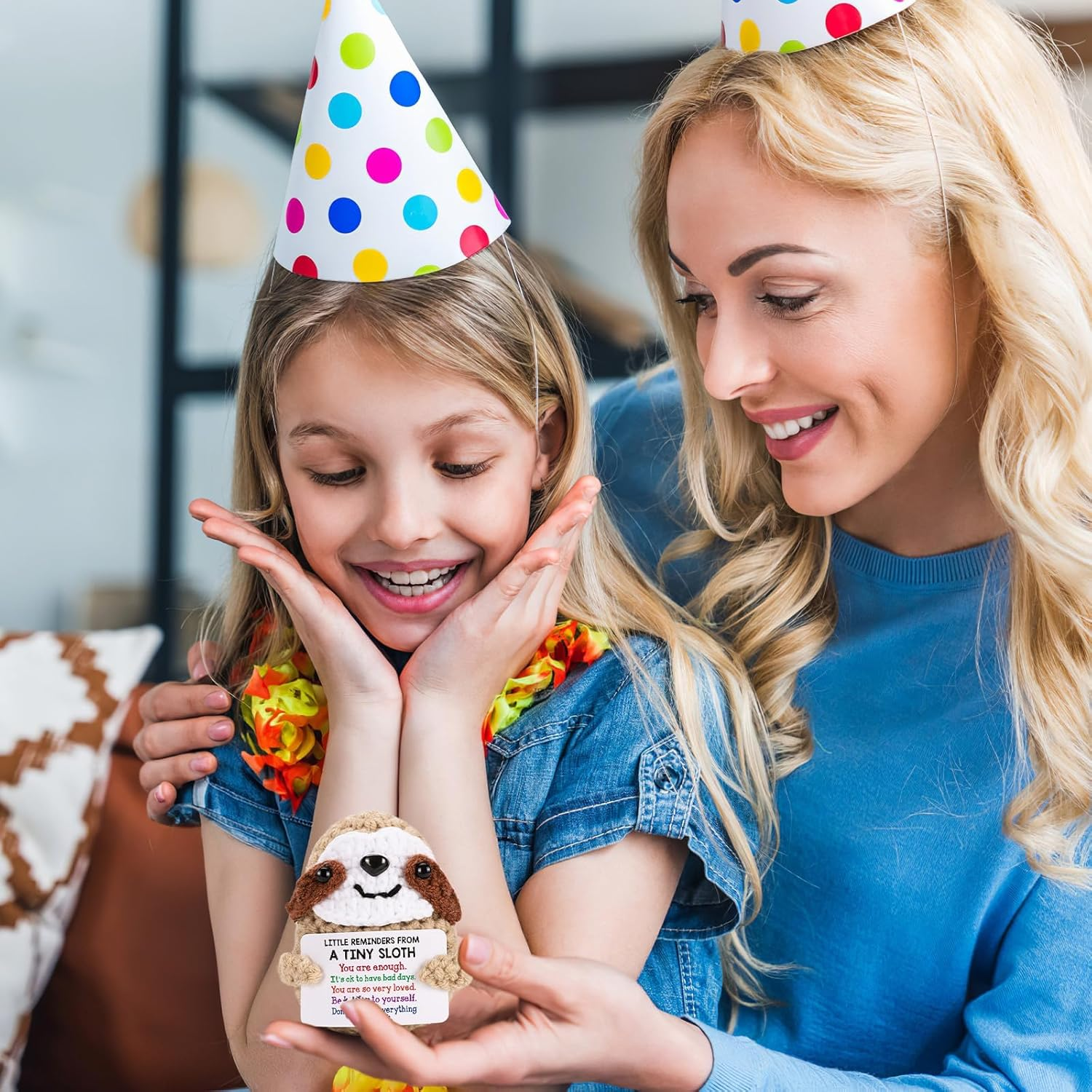 Inspirational Positive Crochet Sloth - Handmade Little Reminders Emotional Uplifting Support Mental Health Knitted Sloth for Birthday Graduation Christmas Stocking Stuffers image number 4