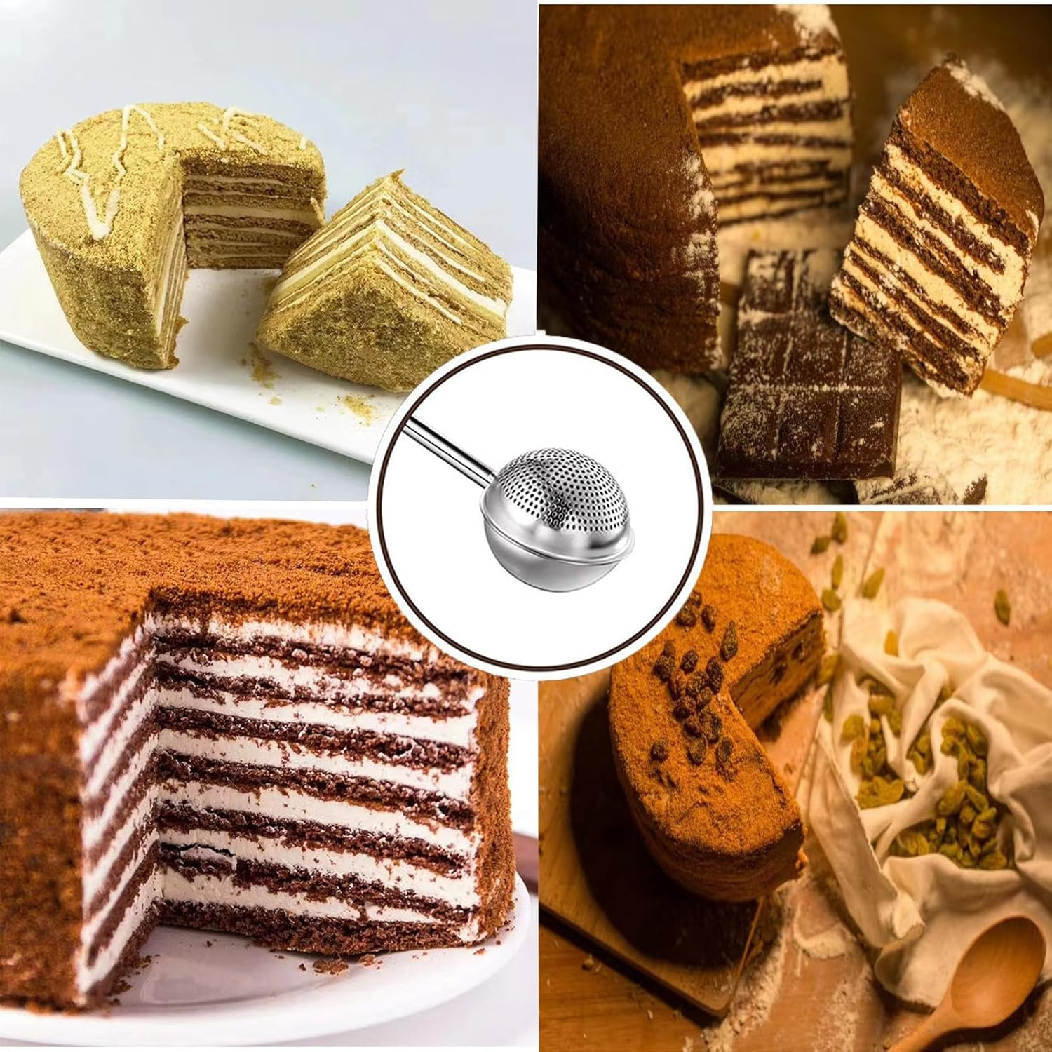 2 Flour Sticks, Stainless Steel Flour Sieve for Baking, Powder Sticks for Sugar, Flour, and Spices