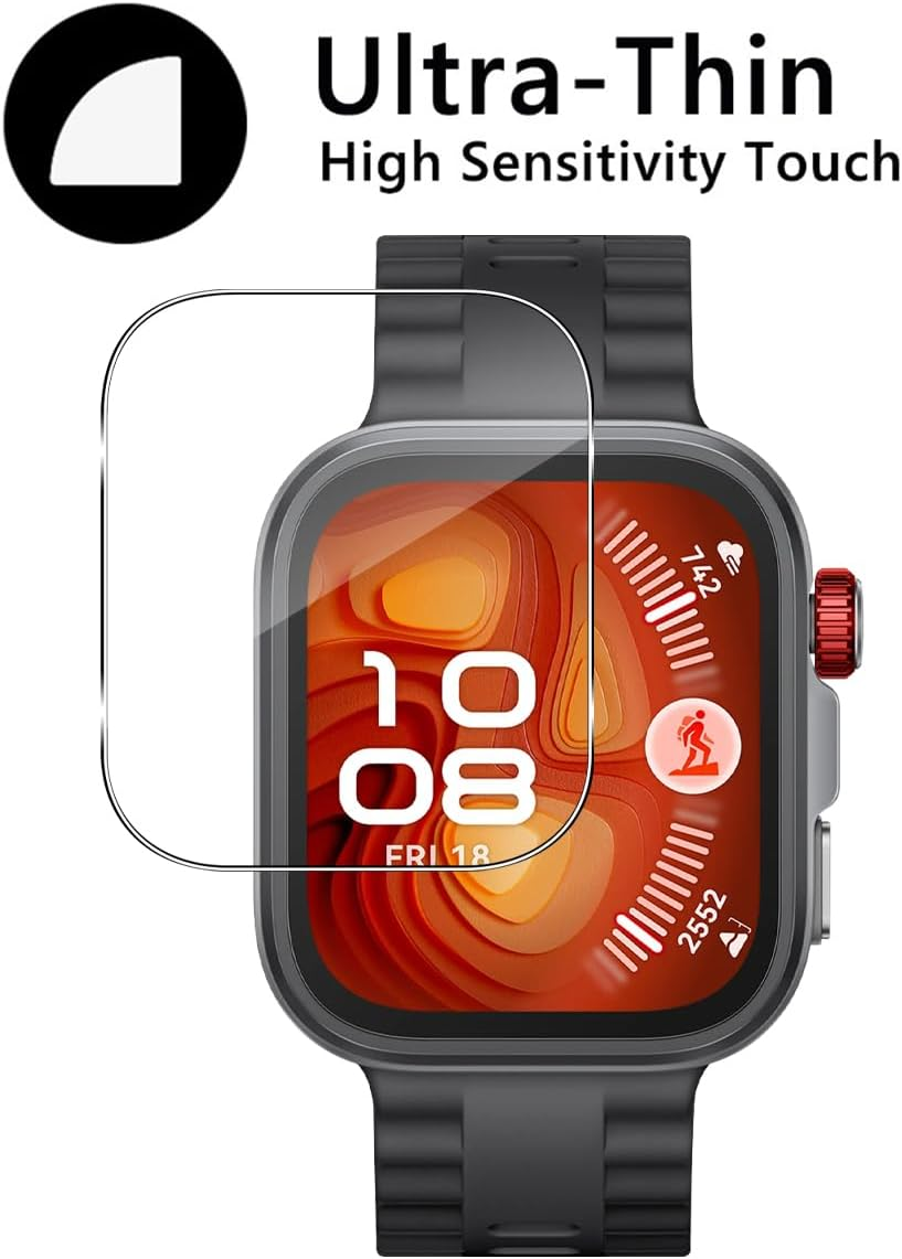 GEEMEE Pack of 3 Tempered Glass Screen Protectors for Huawei Watch Fit 4 Pro, Waterproof Tempered Glass Film, 9H Screen Protector, HD Anti-Scratch Screen Protector, Shatterproof, Bubble-Free Screen image number 1