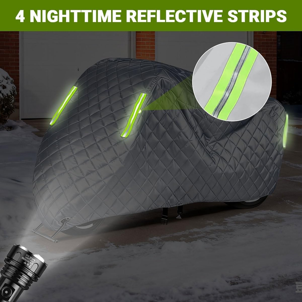 Autumn Winter Motorcycle Cover for Honda VF 1000 R Anti-Snow Anti-Rain 210D Oxford Outdoor Heavy Duty Motorbike Covers for Cruisers/Sport Bikes/Scooters/Off - Road/Adventure/Electric Motorcycles image number 4