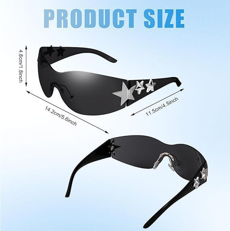 Y2K Sunglasses for Women Men with UV400 Protection, Rave Style Oversized Shield Design, 3 Pairs Set - SZTTY