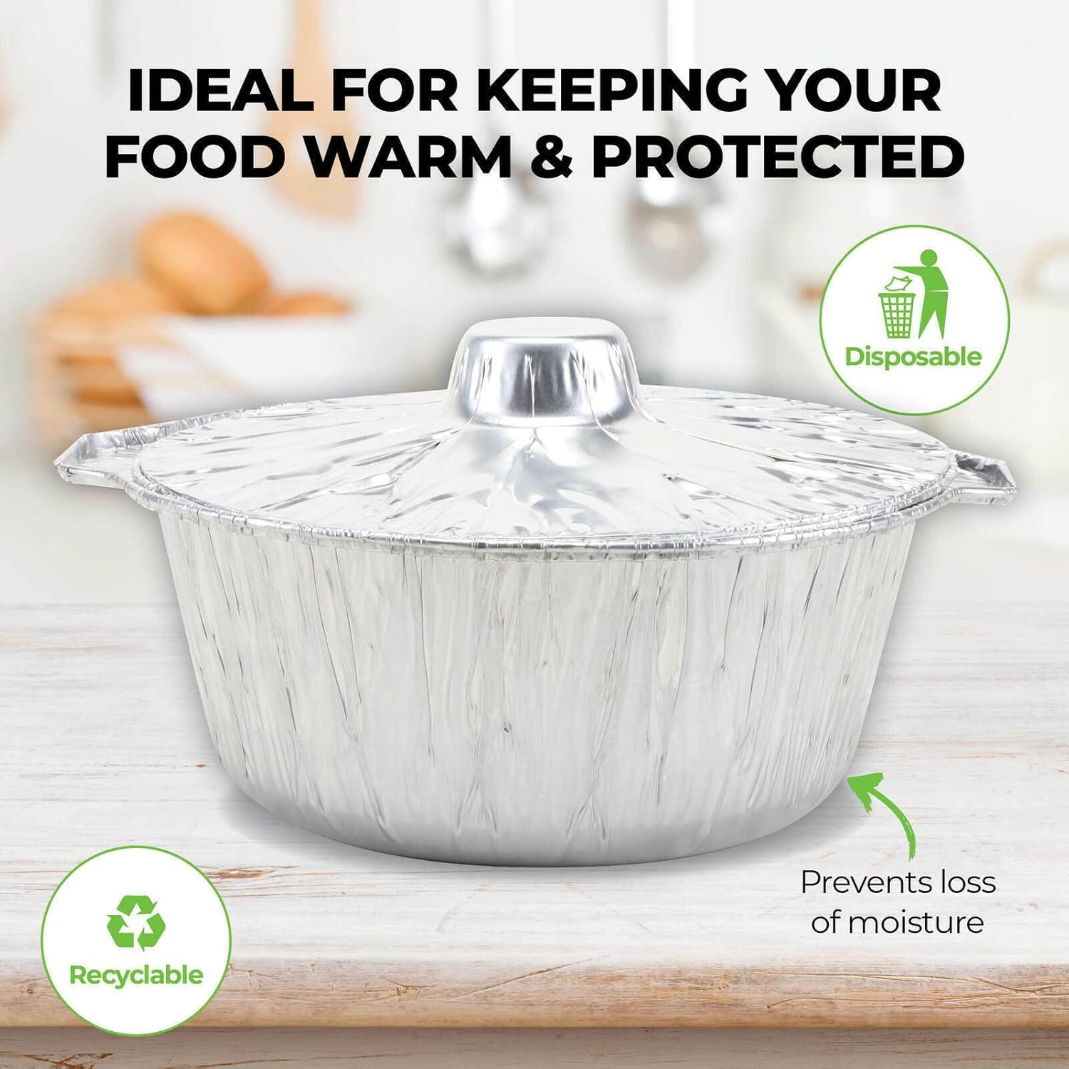 [6PK] Home Master Aluminium Foil Bowls & Lids Oven Freezer Safe 29Cm*12Cm 11.5Inch Ideal for Food Takeaways and as Baking Pans for Pies, Cake, Cookie, and Cheesecake image number 6