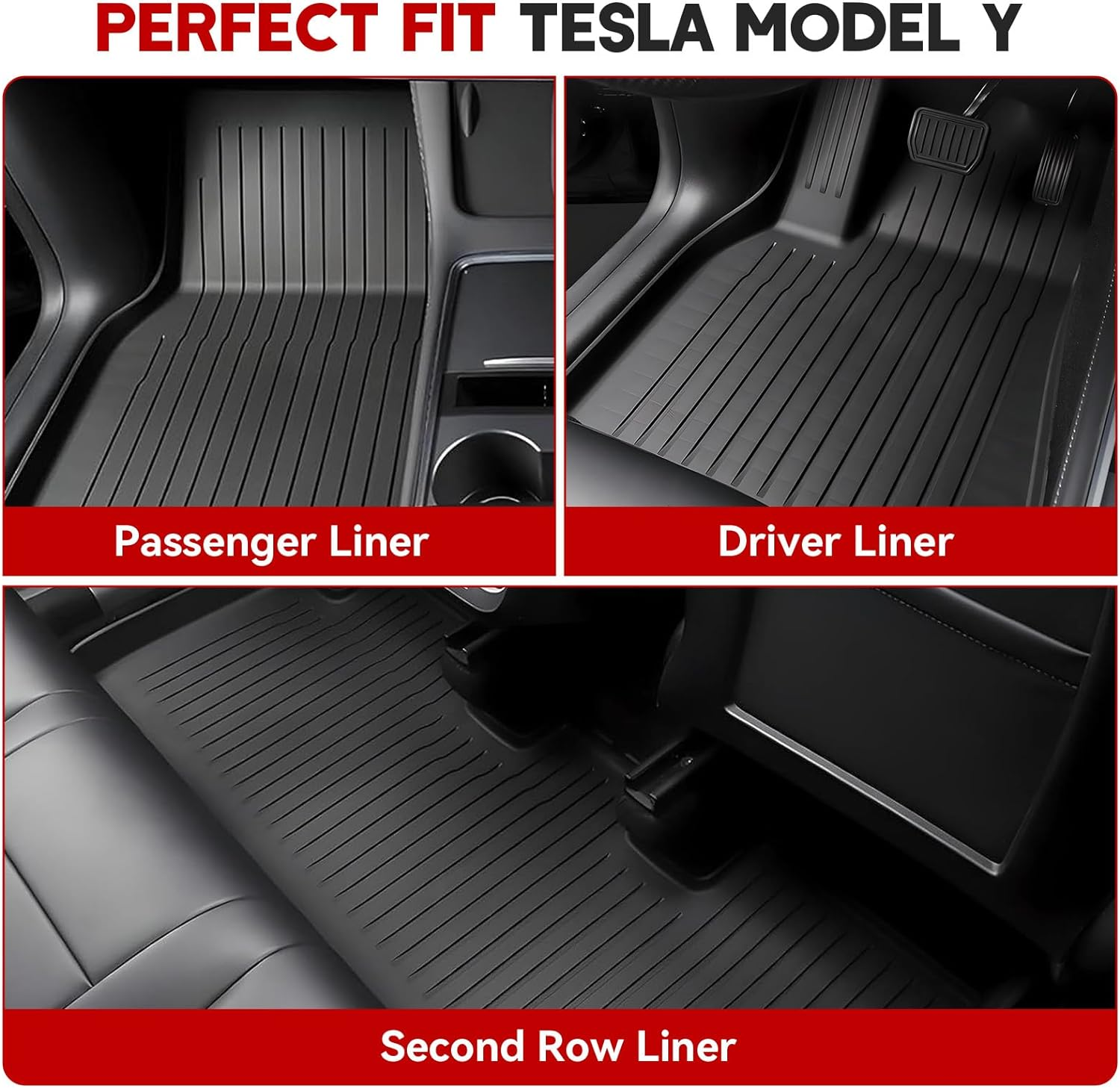 MCEVKELN 2025 Tesla Model Y Juniper Floor Mats- Custom Fit All Weather TPE Cargo Liner Cargo Trunk Accessories,Only Compatible With(2025 Tesla Model Y Full Floor Mat Kit Set of 6) image number 4