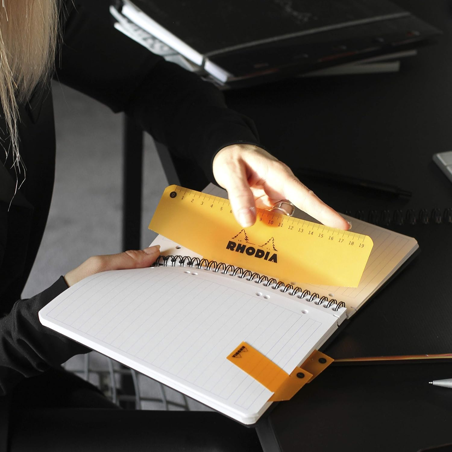 Rhodia 119911C - Spiral Notebook (Full Bound) Black A5+ | Lined | 160 Detachable Pages Perf. 6 Holes - Clairefontaine Paper 90G - Polypro Cover (Plastic) - Rhodiactive image number 1