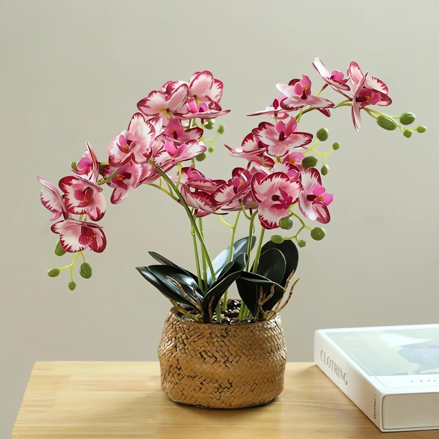 Artificial Flowers with Vase, Artificial Flowers in Vase, Fake Flowers Home Flower Arrangement, Balcony, Hallway, Garden, Bedroom, Living Room, Dining Table Decoration Flower A160 (L Red)