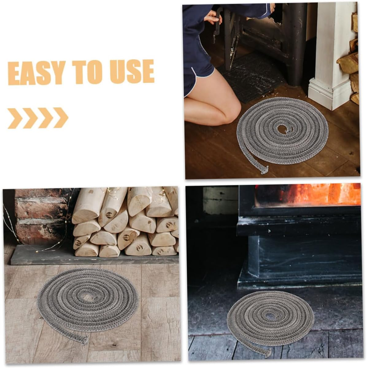 Self-Adhesive Fireplace Gasket Strip Wood Stove Door Seal Replacement Smoke Prevention Flue Sealant for Wood Burning Stoves and Fireplaces Easy Install image number 1