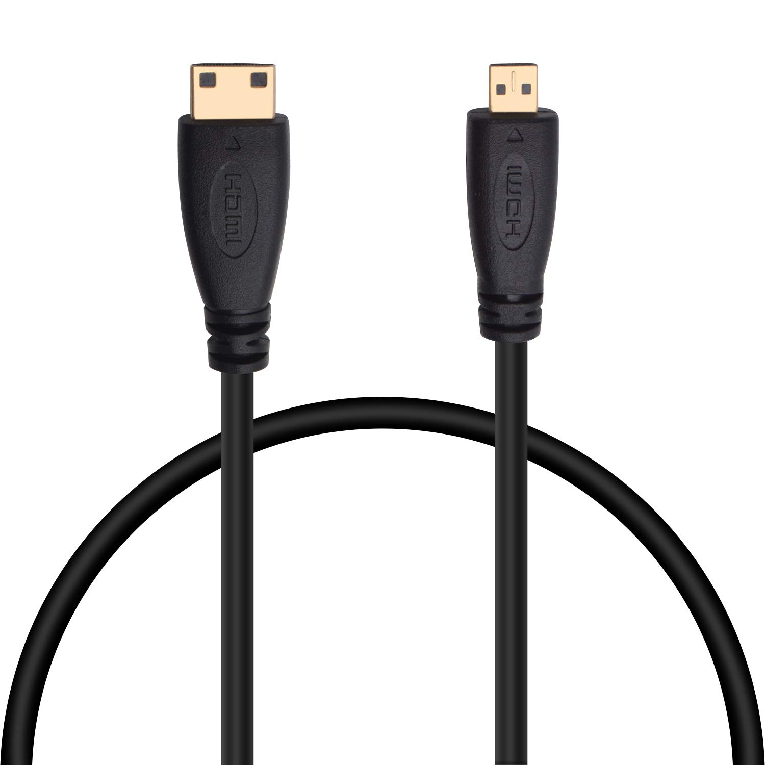 Bronagrand Micro HDMI Male Type D to Type C Mini HDMI Male Connector Adapter Cable Cord Black,0.3 Metre