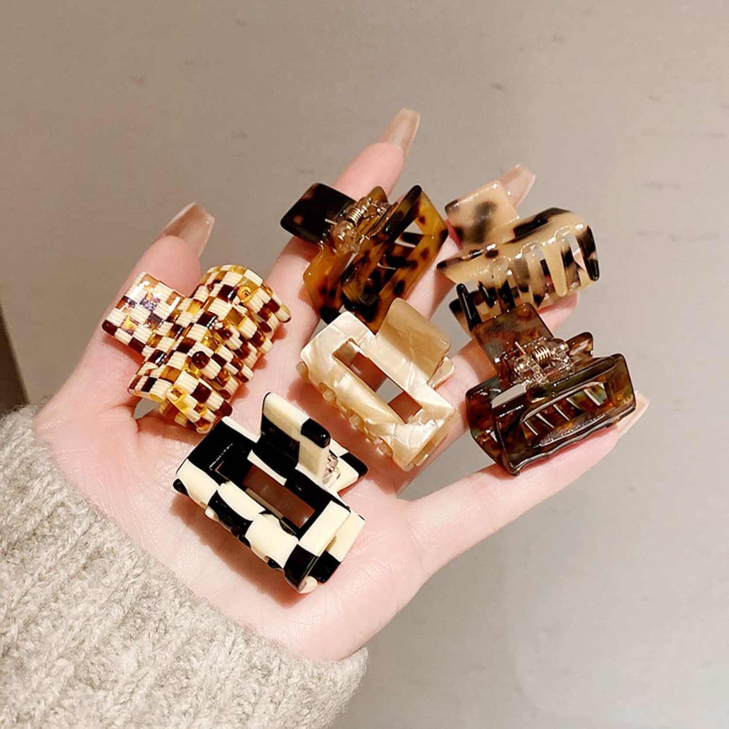 4 Pieces Acetate Hair Claw Clips Non-Slip Clips Small Claw Hair Clips for Women and Girls Tiny Hair Claws for Thin Medium Thick Hair image number 2