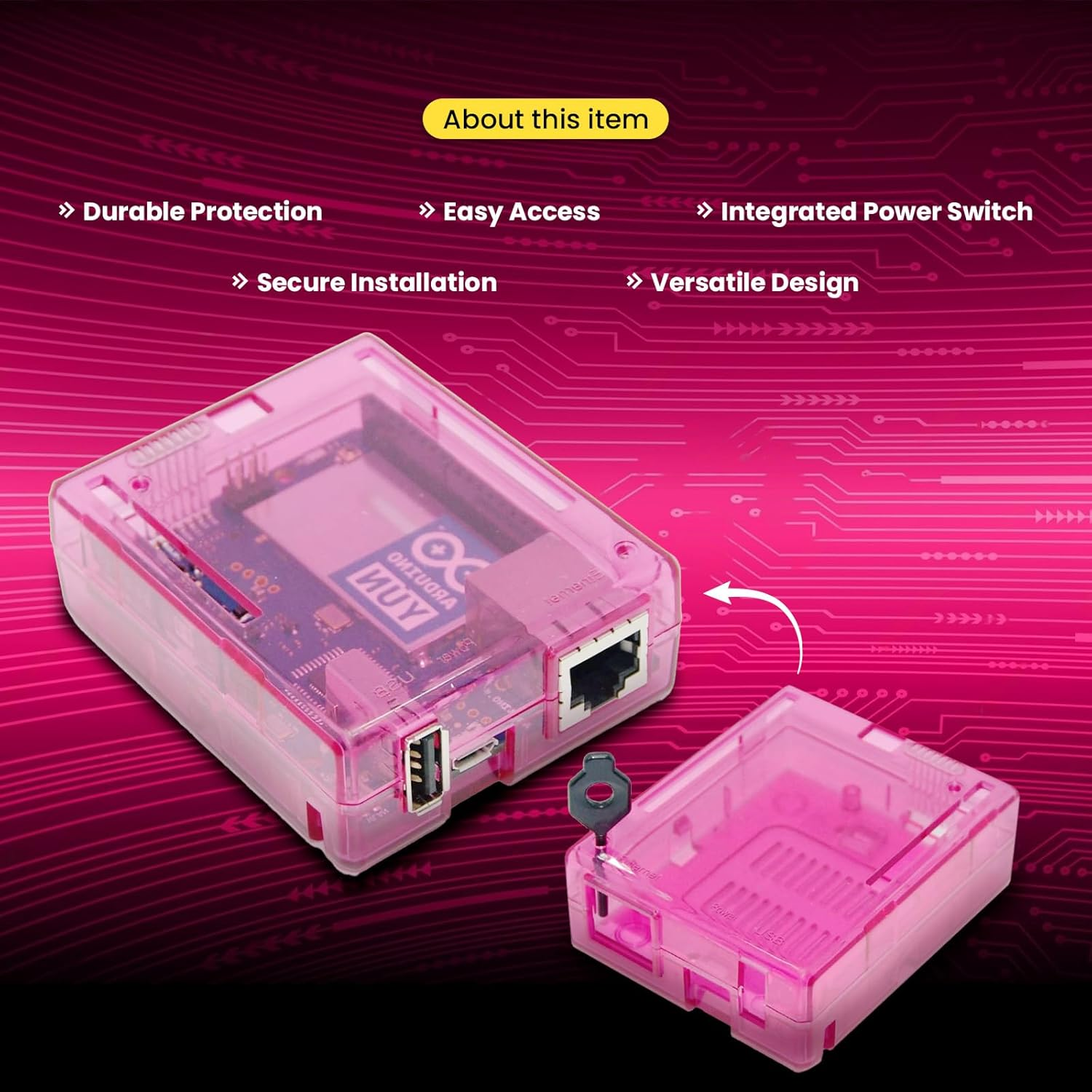 Arduino YUN Case Transparent (Pink) image number 5