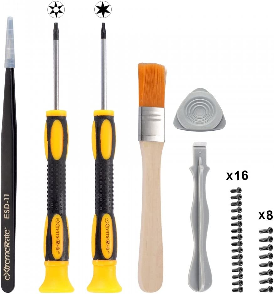 Extremerate T6 T8H Screwdriver Set Opening Tools Repair Kits for Xbox One, Xbox One Elite, Xbox One S,Xbox One X and Xbox 360 Controller with Spare Screws Tweezers Prying Tool and Cleaning Brush