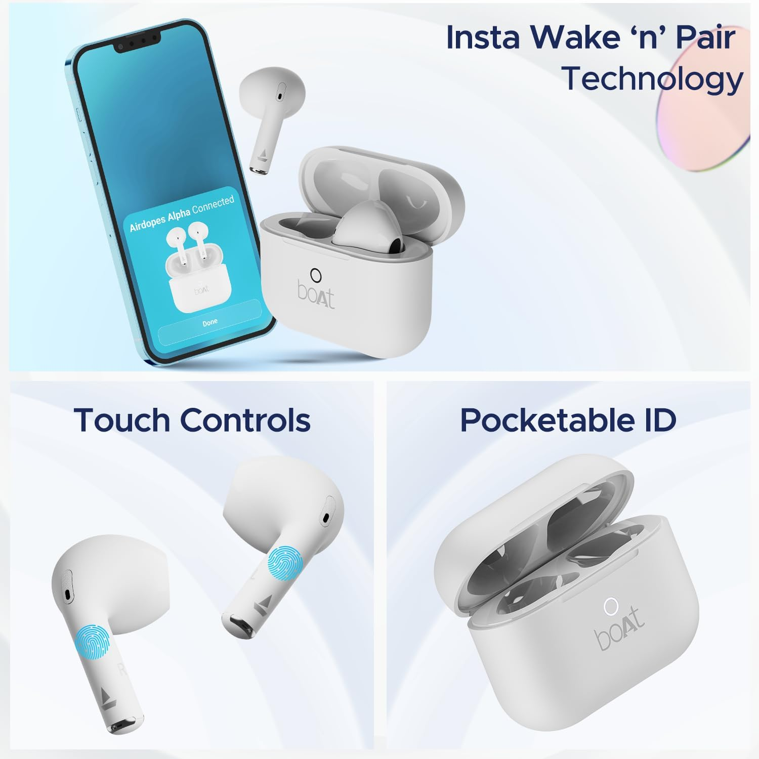 Boat Airdopes Joy 35 Hour Battery Fast Charge IWP Technology Low Latency 2 Microphones Enx Type-C Port V5.3 Bluetooth TWS Wireless with Microphone image number 4