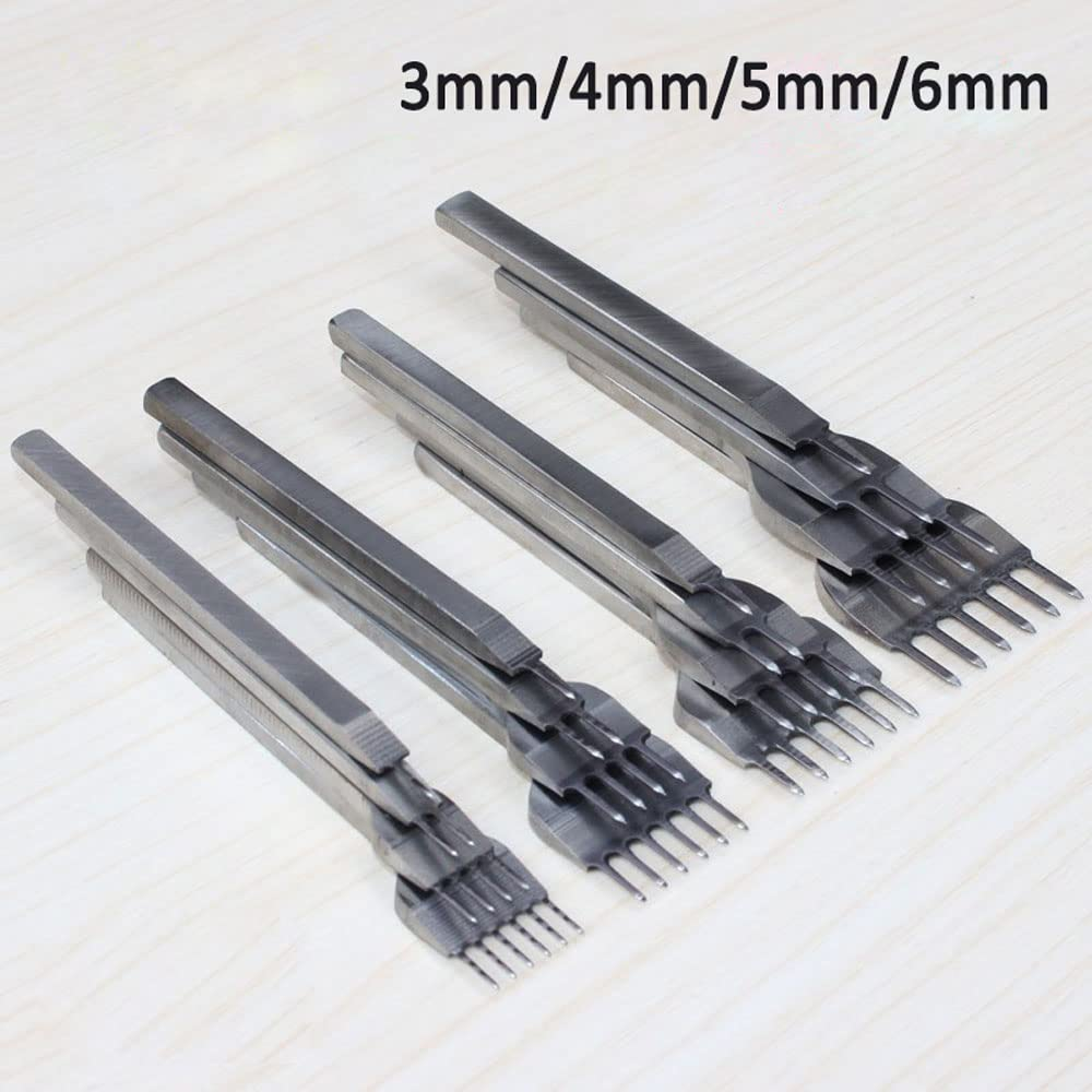 3-6Mm Leather Craft Tool DIY Hole Punch Leather Craft Claw Puncher, 1/4Pcs Hole Chisel Graving Stitching Punch Tools 1/2/4/6 Pin