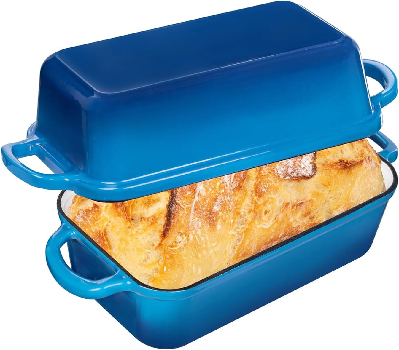 Lynn Jade Cast Iron Bread Loaf Pan with Lid, Loaf Pans for Baking Bread, 2-In-1 Enameled Loaf Pans for Baking, Bread Dutch Oven for Golden Crispy Crust for Homemade Bread & Sourdough (Marseille) image number 1
