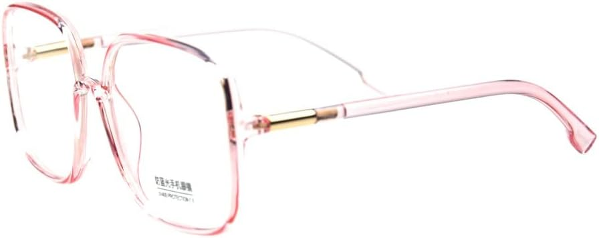 Shiratori Woman'S New Retro Blue Light Blocking Glasses Big Frame Nerd Eyeglasses Frame anti Blue Ray Computer Game Glasses Pink - Brown image number 7