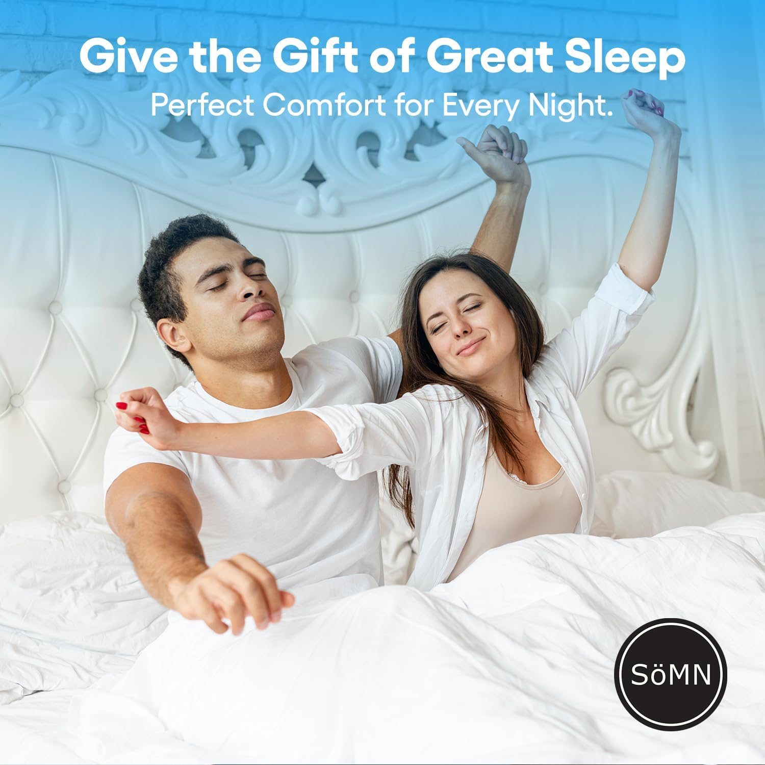 S&ouml;mn K&ouml;mforte Microfiber Dual Zone Comforter, His and Hers Blankets for Couples, Cool & Warm Two Temperature Comforter, Alternative down Duvet Insert, Wedding Gift (White, King) image number 2