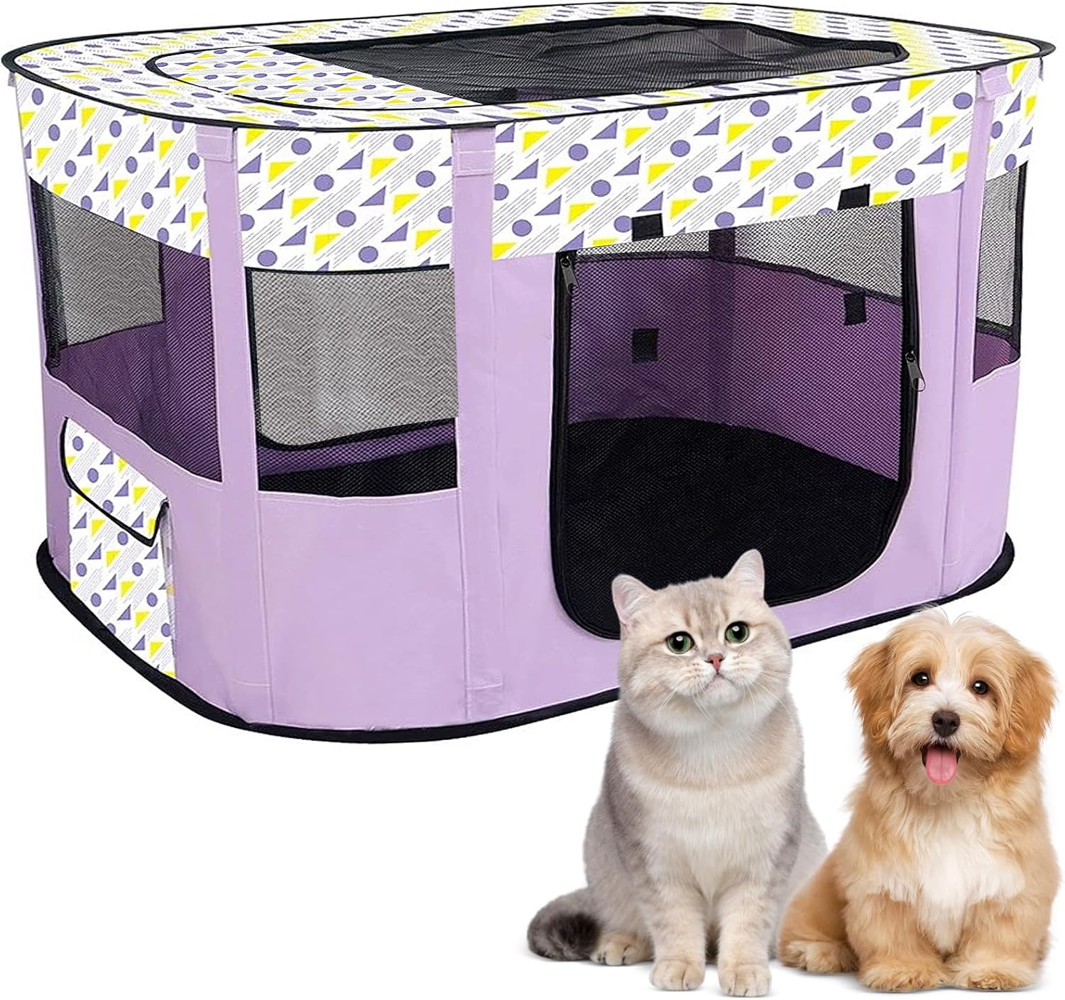 Puppy Playpen, Animal Playpen, Foldable Pet Fence, Puppy Run Rectangular Tent, Puppy Playpen for Indoors, Portable Small Animal Enclosure for Kittens, Puppies, Rabbits (Purple) image number 6