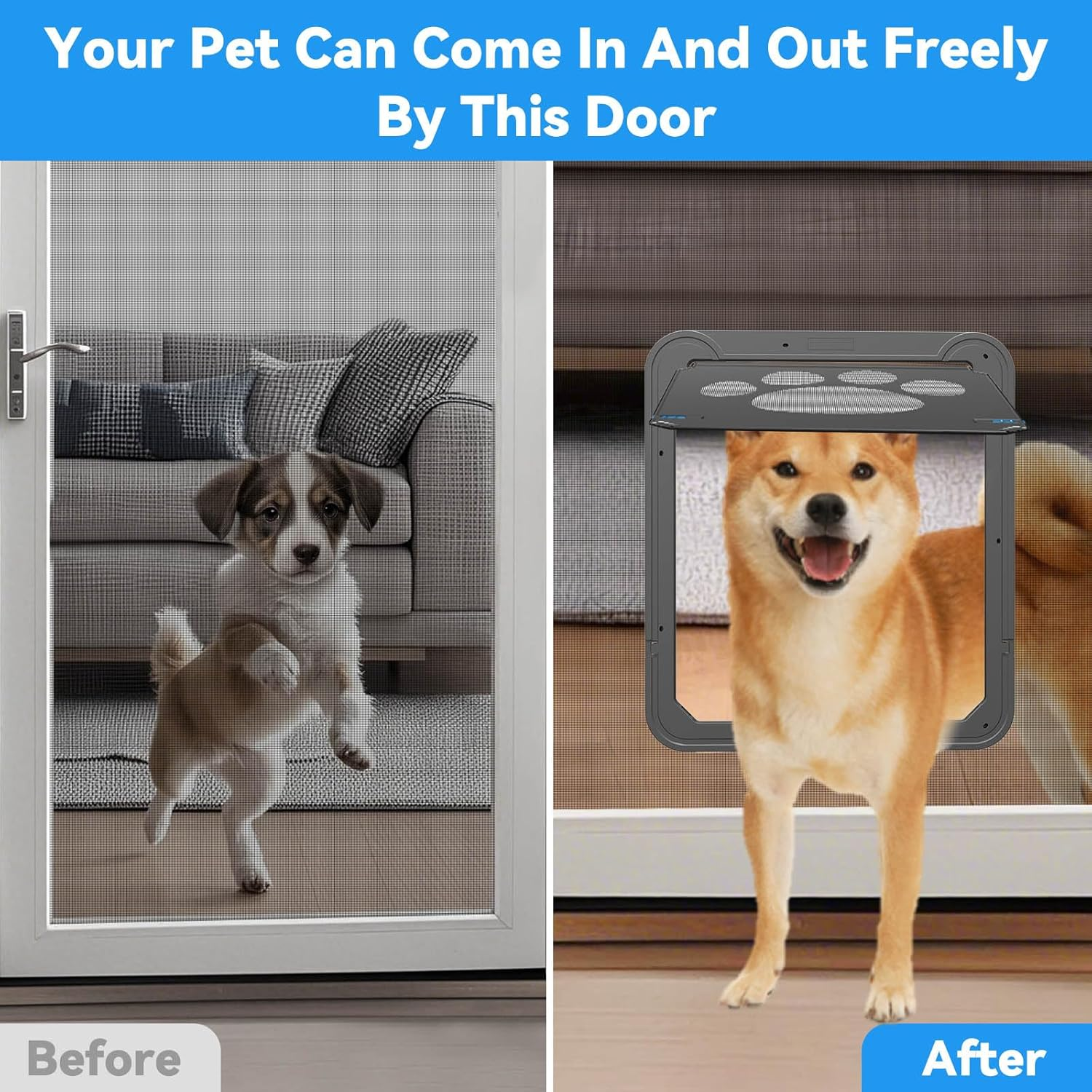 NAMSAN Pet Flap Dog Flap Cat Flap for Fly Screen with Magnet Closed image number 3