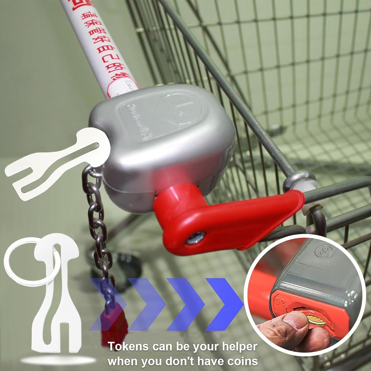 4Pcs Removable Shopping Trolley Token Key Coin Slot Aussie Shopping Trolley Token Master Key $1 Coin image number 1