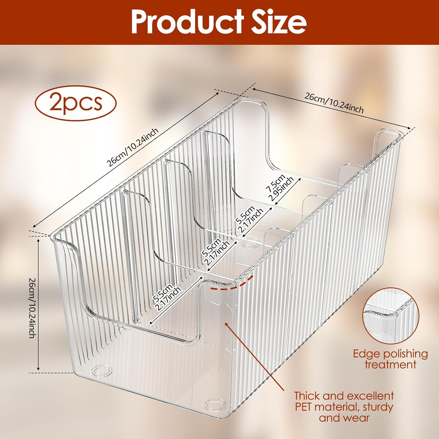 NIPUAEGO 2Pcs Belt Organizer Box, Space Saving Design Three Detachable Partition Belt Storage Case for Closet Dresser 26&times;13.5&times;10.5Cm image number 1