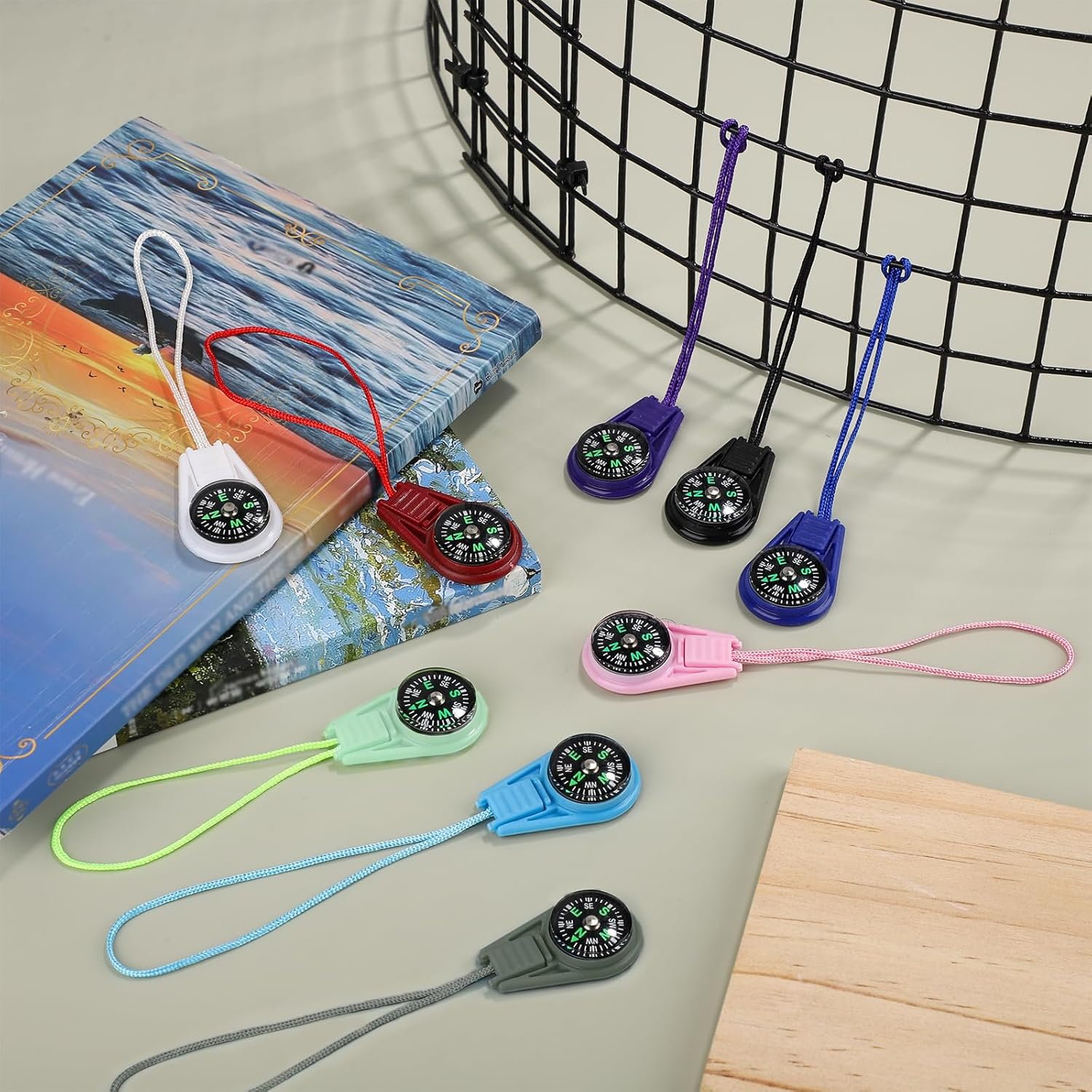 27 Pieces Mini Compass for Children, Portable Multicolor Compass Key Holder Scout for Children for Hiking and Camping Navigation image number 2