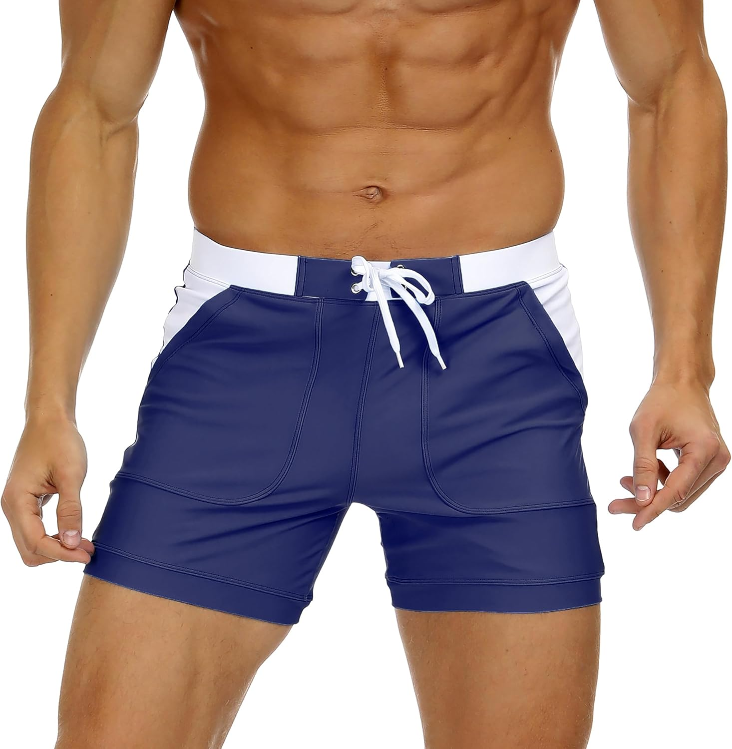Zingther Men'S Stretchy Quick-Dry Swim Trunks, 4" Inseam Shorts with Pockets