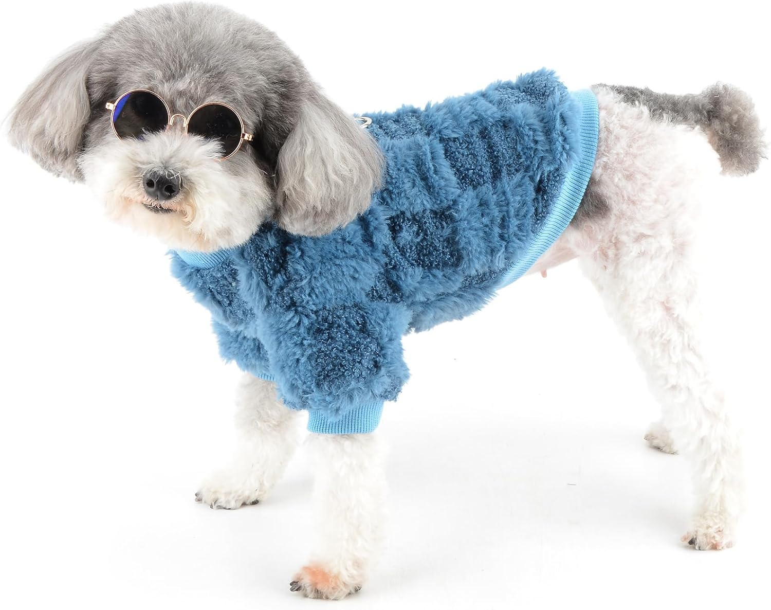Zunea Small Dog Jumpers with D-Ring Fuzzy Sherpa Fleece Winter Sweater Coats Soft Warm Pullover Puppy Clothes Cold Weather Jackets Pet Dogs Girl Boy Sweatshirt Apparel for Chihuahua Yorkie Blue S image number 2