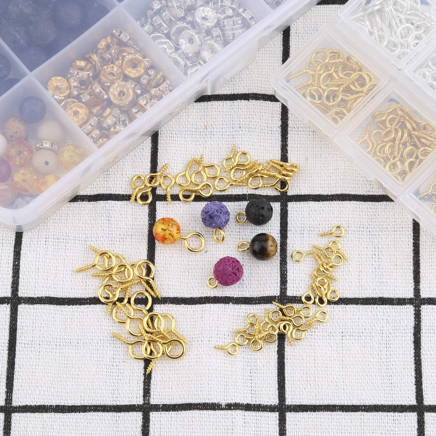 TOYMIS 400Pcs Screw Mini Metal Small Eye Pin Pendants for DIY Art&Crafts, Jewelry Making Findings, Charm Bead Supplies (Gold&Platinum, 3 Different Sizes) image number 4