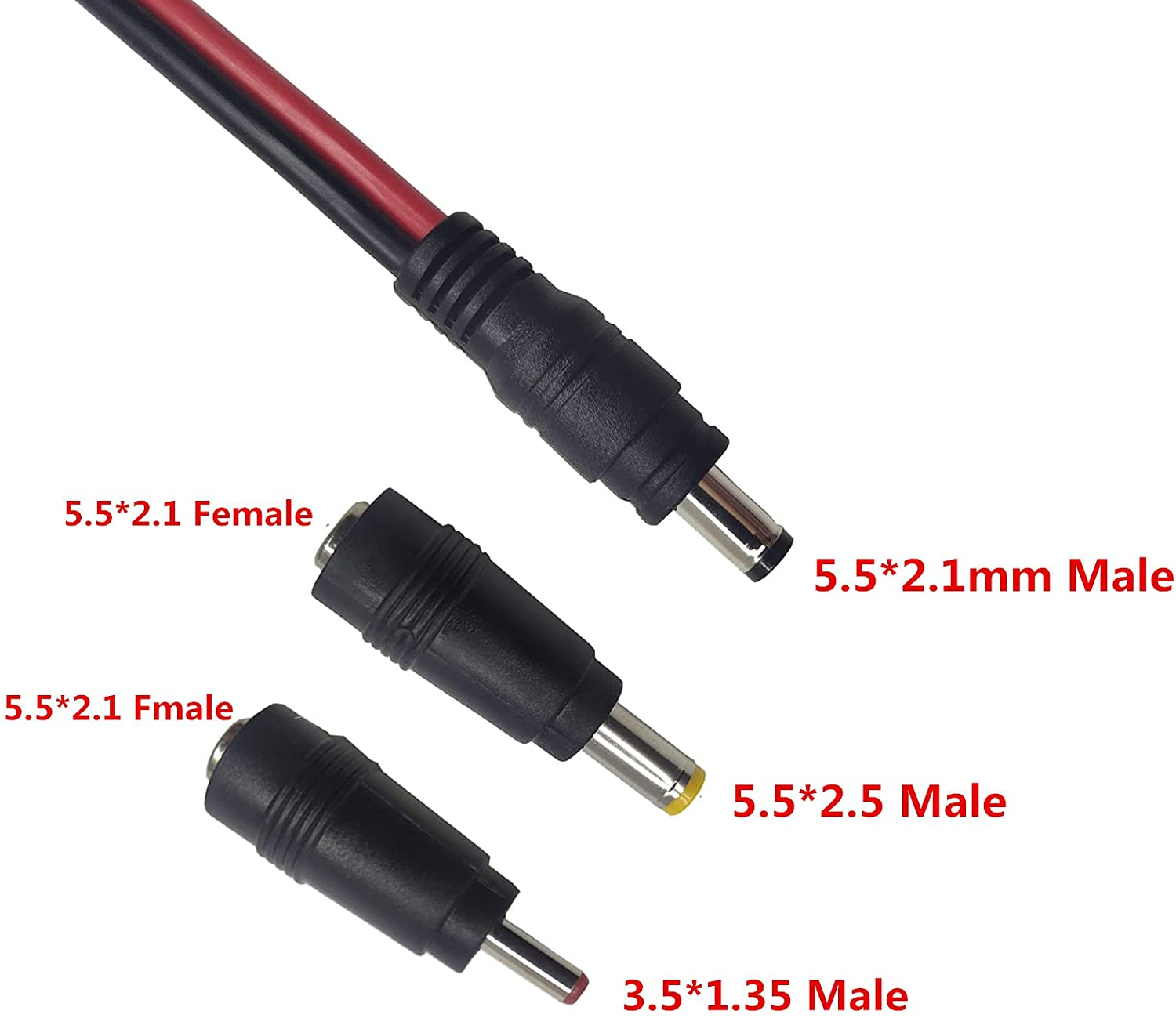 DC 5.5 X 2.1Mm Connector Car Charger Power Supply Cord 4Ft - 12V 24V Cigarette Lighter Male Plug with LED Light 16AWG Wire 15A Fuse for Portable DVD Player, Car, Camera