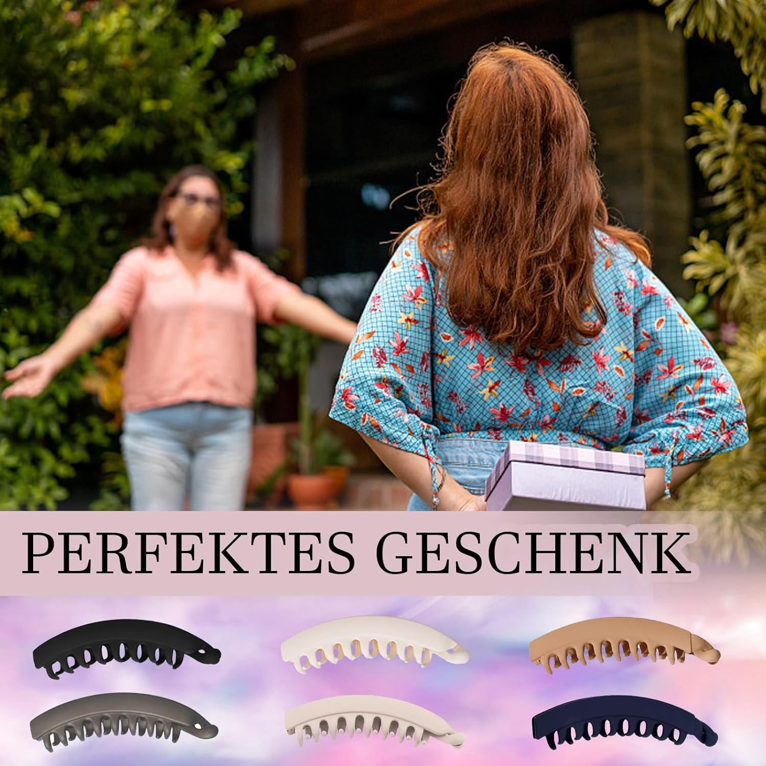 Pack of 6 Large Banana Clips, Non-Slip Ponytail Holder Clip, Vintage Hair Clip, Sturdy Banana Clip, Hair, Thick Hair, Large for Women and Girls, 6 Colours