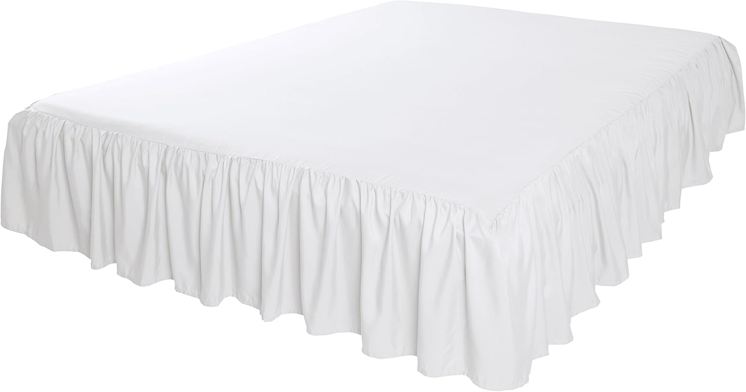 Amazon Basics Lightweight Ruffled Bed Skirt, Classic Style, Soft and Stylish 100% Microfiber with 40.6 Cm Drop-Queen, White image number 3
