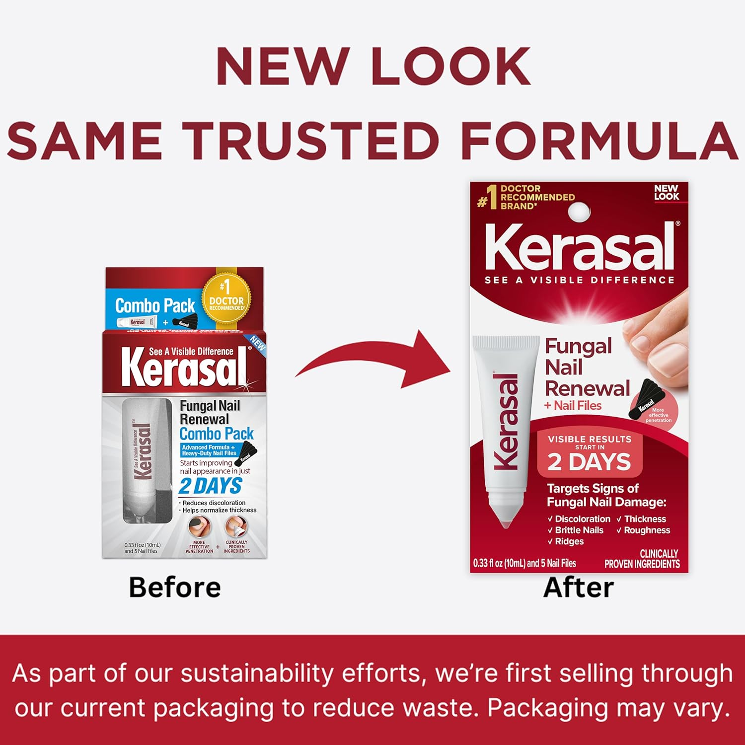 Kerasal Nail Renewal and Nail File Combo Pack, Restores Appearance of Discolored or Damaged Nails, 5 Heavy Duty Nail Files, 0.33 Fl Oz, Clear image number 3