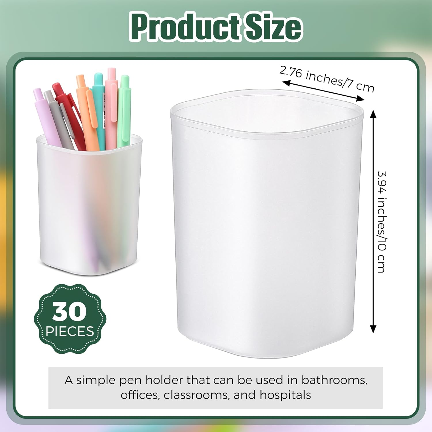 30 Pcs Bulk Pen Holder for Desk Pen Cups Stationary Stationery Organizers and Storage Plastic Matte Pencil Holder Ins Style Transparent Pen Holders for Office School Classroom Home Supplies image number 1