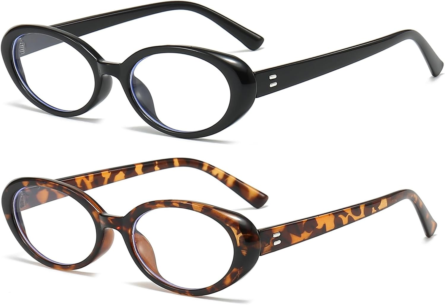 LJCZKA Oval Blue Light Blocking Glasses for Women Men Retro Small Oval Frame Glasses Fashion Computer Gaming Eyeglasses