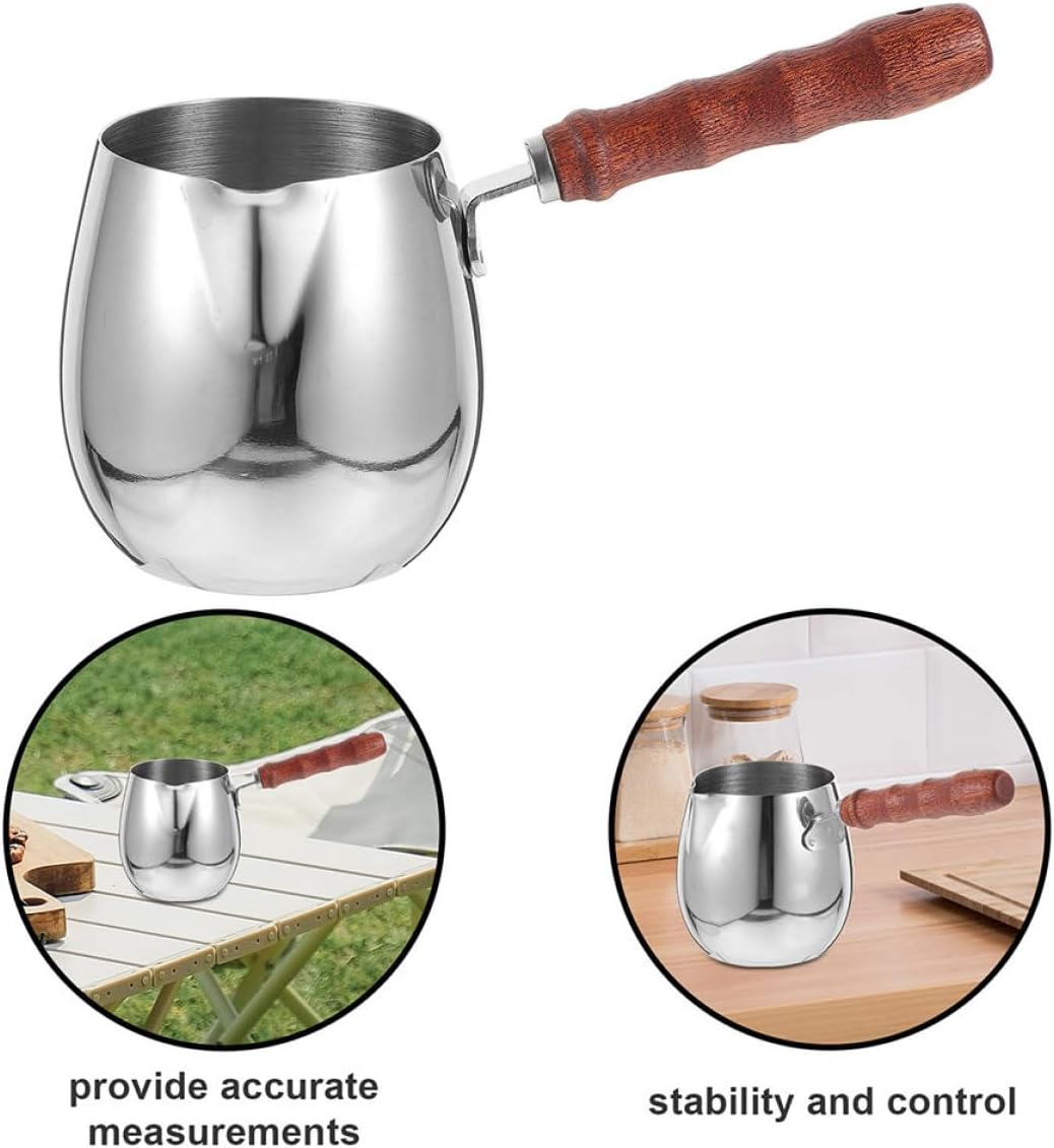 GALPADA Stainless Steel Milk Frothing Pitcher 6000Ml with Wood Handle Espresso Milk Jug for Latte Art Coffee Frother Cup Suitable for Barista and Home Use image number 2