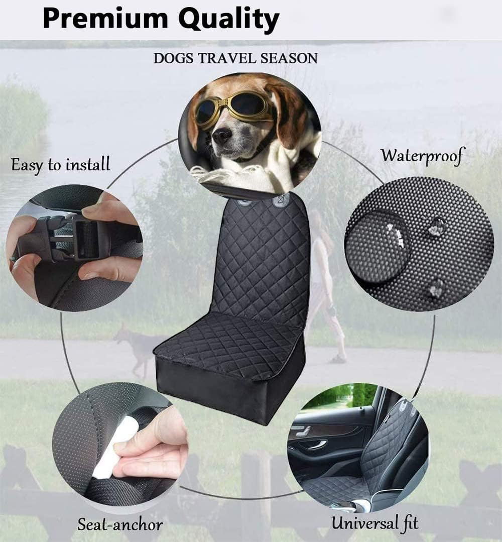 Front Pet Seat Cover Skyour Protector for Dogs Cats Car Nonslip Scratchproof Waterproof Washable Pets Front Seats Covers for Cars Trucks Suvs Vans (Black) image number 3