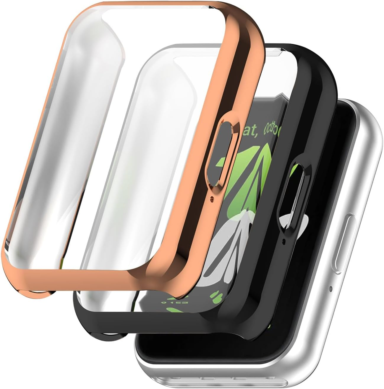 [2 Pack] Haotop TPU Screen Protector Cover Case Compatible with Samsung Galaxy Fit 3 Smartwatch (Black+Clear)