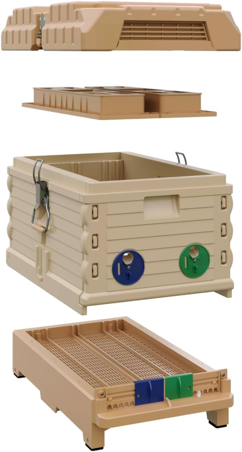 Apimaye Insulated 7 Frame Langstroth Nucleus Assembled Bee Hive Set with Core Frames and Foundations [Tan] image number 4