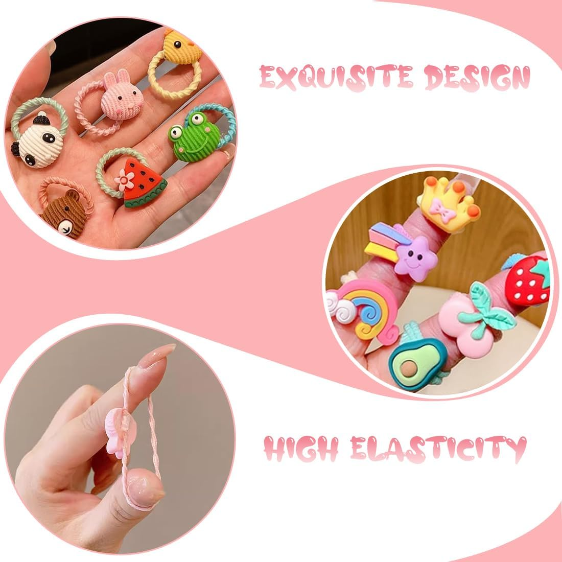 ROKZELT Pack of 100 Girls Colourful Soft Nylon Hair Bobbles for Girls Children Mini Hair Bobbles Colourful Small Baby Hair Bobbles for Children image number 1