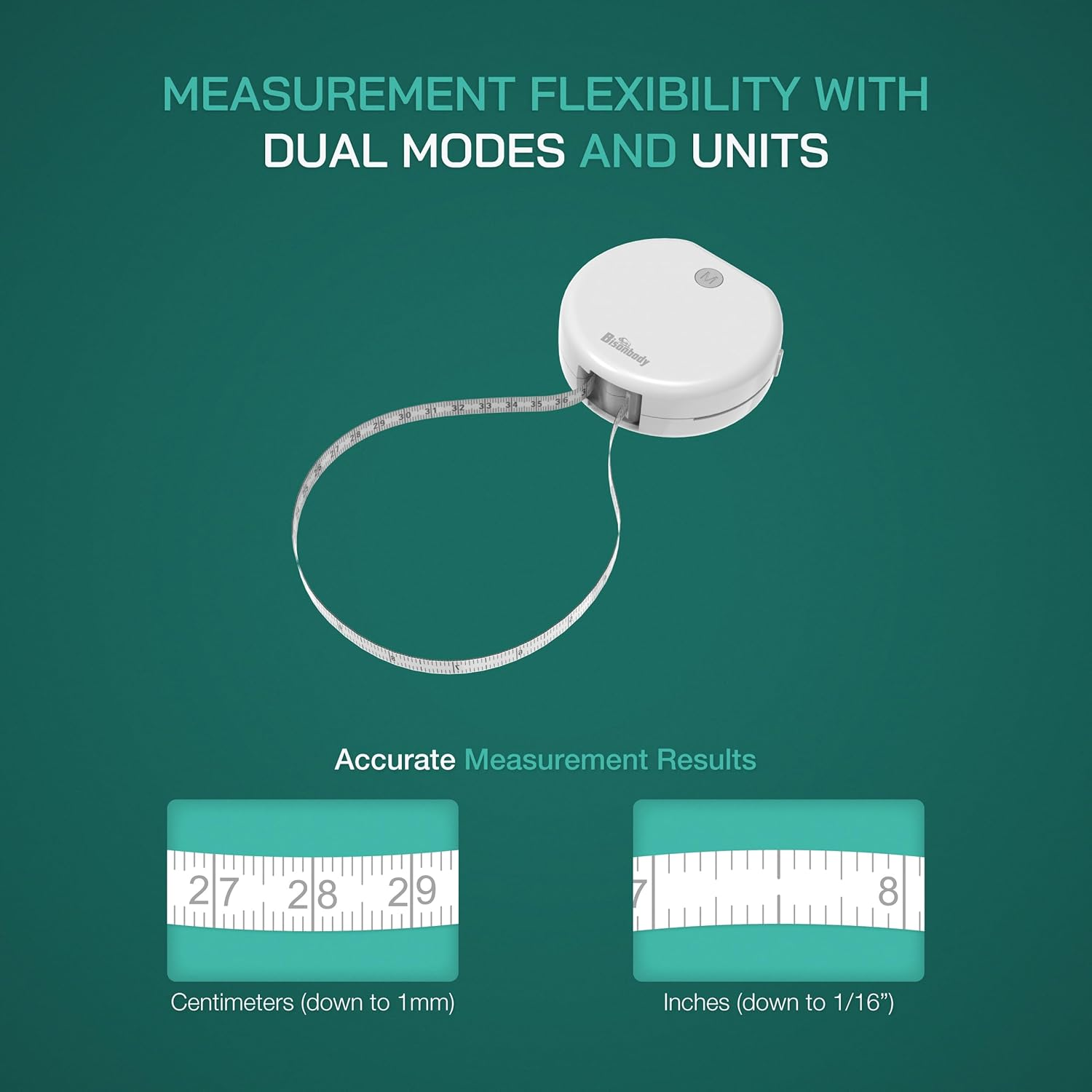 Smart Body Measuring Tape &ndash; Smart Tape Measure Body with App &ndash; 2 Measuring Modes & Units &ndash; Large LCD Display &ndash; User Friendly Design &ndash; Smart Tape Measure for Your Body Health & Fitness image number 1