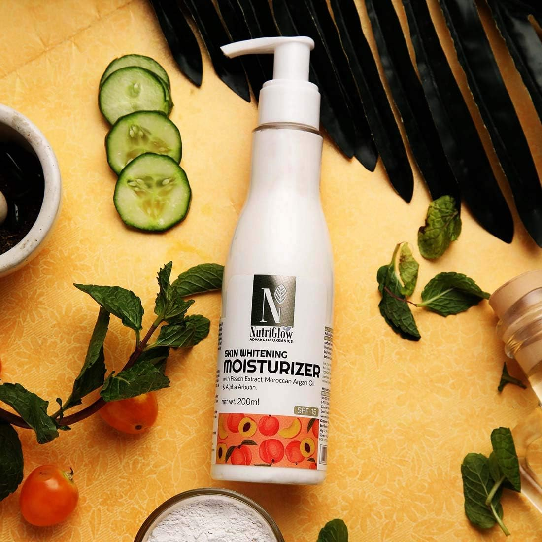 Nutriglow Advanced Organics Skin Whitening Moisturizer for Deeply Nourishing, Hydrating and Tan Free Skin with Broad Spectrum SPF 15, All Skin Types, No Sulphate, 200 Ml image number 6