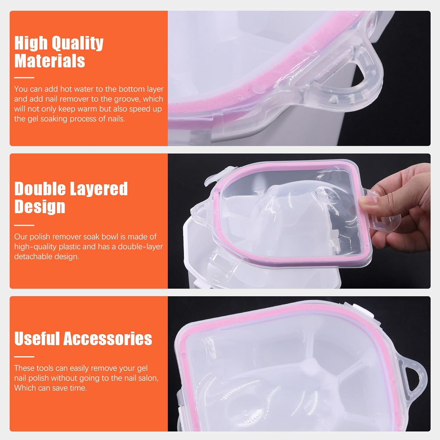 Tanstic 7Pcs Blue Nail Soaking Bowl Kit, Nail Polish Remover Tools Including Manicure Bowl Nail Soak Tray Soak off Bowl, Nail Brush, Nail File, Cuticle Peeler, Double-Ended Cuticle Pusher, Nail Buffer image number 3