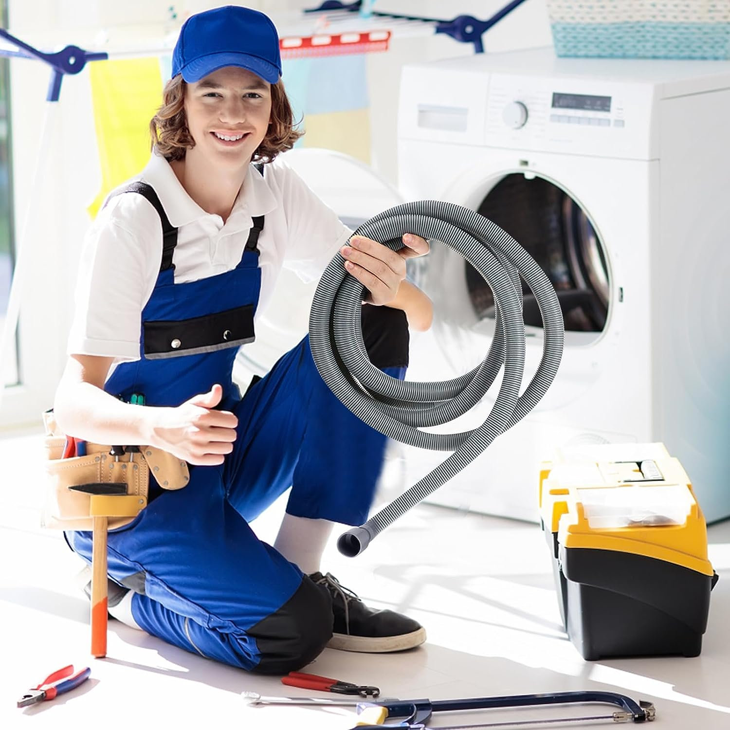 Washing Machine Drain Pipe Kits, 2M/3M/4M Thick Universal Soft Replacement Hoses for Dishwasher Washing Machine, Flexible Extension Pipe Drain Hose Water Pipe (Grey-4M/13Ft) image number 6