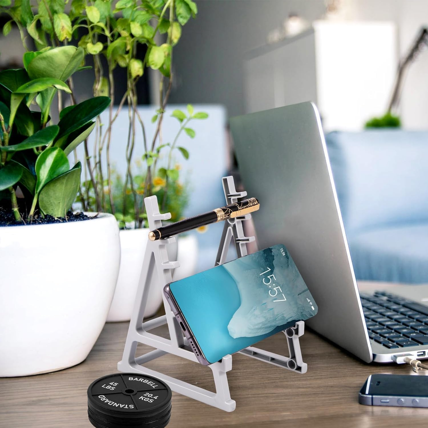 Funny Barbell Squat Rack Pen Holder - Mini Desk Organizer and Ornament image number 3