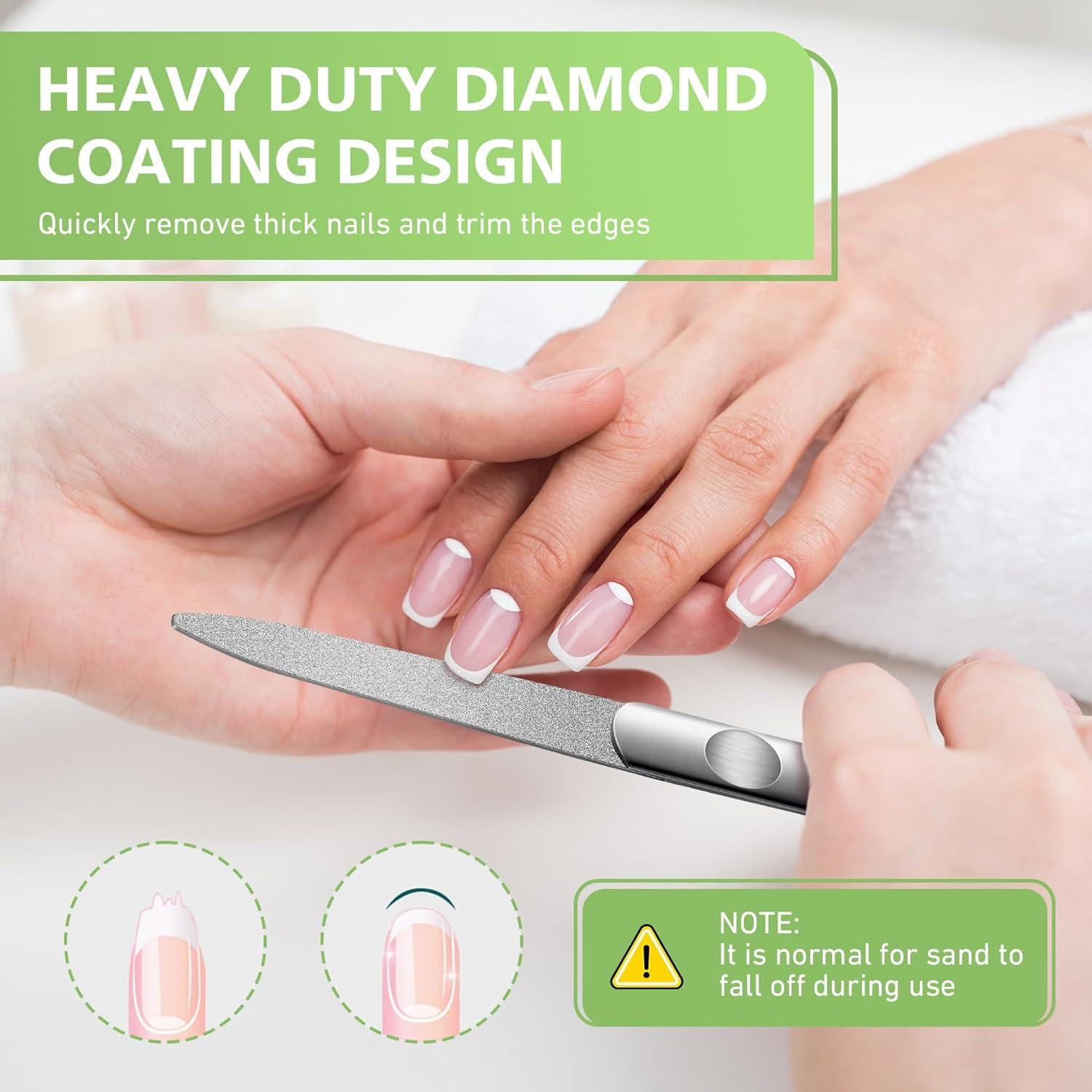 BALUCA Stainless Steel Diamond Nail File for Natural Acrylic Nails, Double Sided Metal Fingernail Toenail File for Women, Durable and Efficient Nail Care Tool image number 1