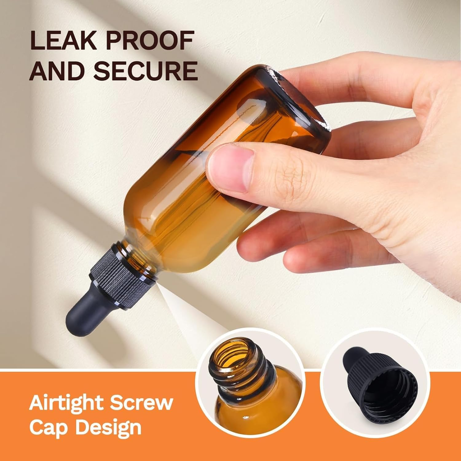 Weidllys 4 Pack,1 Oz Dropper Bottles with Funnels,Pipettes & Labels,30Ml Thick Dark Amber Glass Tincture Bottles with Eye Droppers, Leakproof image number 6